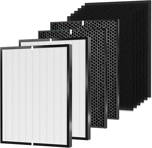 10-Pack Amboseli Replacement Filters Compatible 3000 Air Purifi-er, 3000,3000M, 3000Pro Air Purifi-er,2 air filter, 2 Activated Carbn and 6 Extra Carbn Pre-Filters