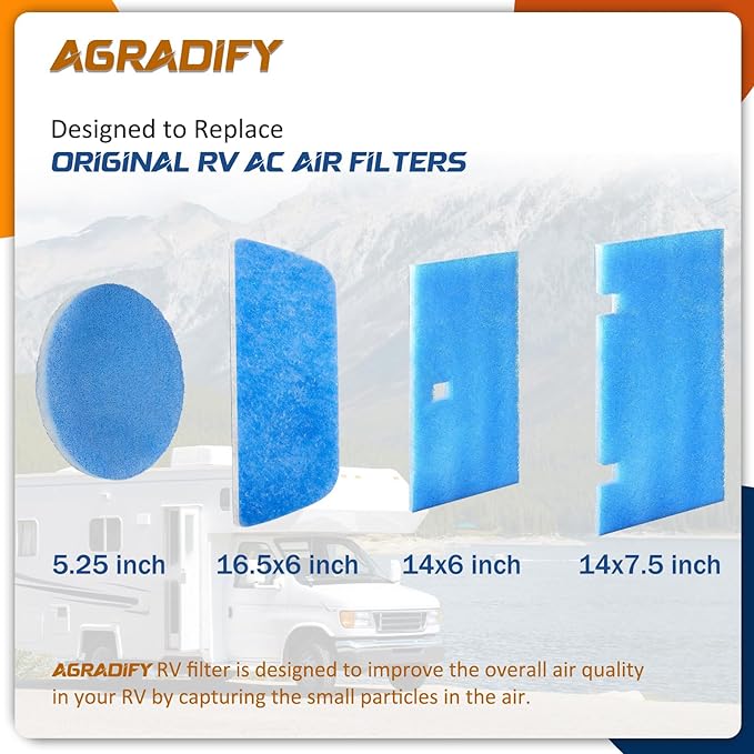 6 Pack RV Air Conditioner Filters 14" X 7.5" MERV 8 Rated RV AC Replacement Filters Compatible with Dometic Duo Therm 3313107.103/3105012.003