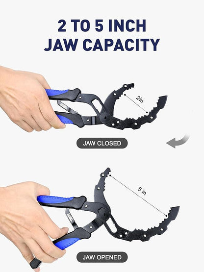 SMART JERRY - Adjustable Oil Filter Wrench | Self-Adjusting Oil Filter Removal Tool | Wide Oil Filter Remover | Motorcycle Fuel Filter Wrench | Automotive Oil Change Kit | Fit 2-5'' Filters