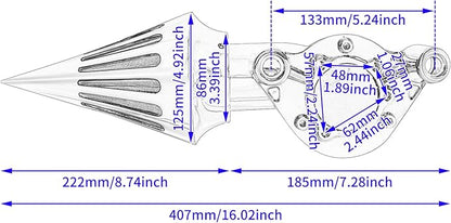 Air Cleaner Motorcycle CNC Spike Air Intake Filter Kit Fit for Harley Sportster XL Iron 883 1200 2004-2022 (Chrome)