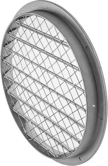 Repa Market 8" Gray Vent Cover - Aluminum - Industrial Round Air Louver - Metal Soffit Vent with Screen - Mesh - Round Grille for House Or Garage Wall- (8" Inch, Gray)