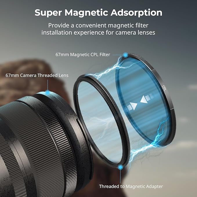 SmallRig 67mm Magnetic Circular Polarizers Filter + 67mm Threaded Filter Ring, HD Optical Glass 28 Layer Multi Nano Coated Circular Polarizing Filter Magnetic CPL Waterproof Scratch Resistant - 4582