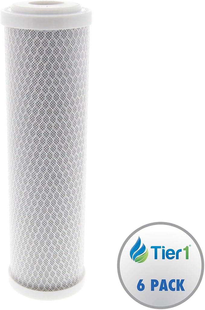 Tier1 10 Micron 10 Inch x 2.5 Inch | 6-Pack Whole House Carbon Block Water Filter Replacement Cartridge | Compatible with Pentek EPM-10, 155634-43, EP-10, CB-25-1010, Home Water Filter