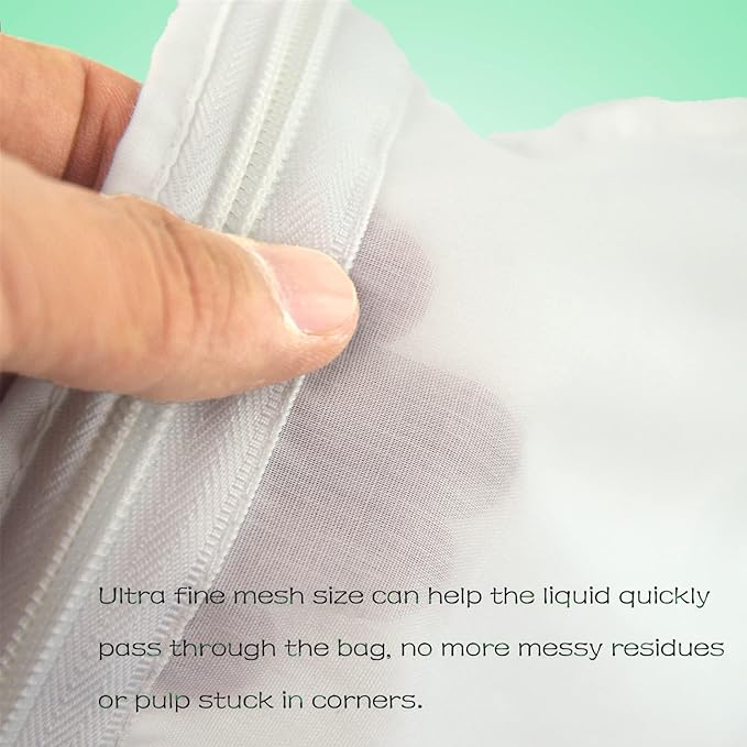 WMKGG Ultra Fine Mesh Strainer Bags, Reusable Filter Bags with Stainless Steel Handle Frame for Filter NutMilk, Coffee, Milk, Butter, Juices and Fresh Cheese (Large Size)