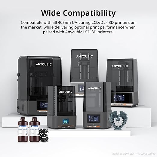 ANYCUBIC 2nd Gen Resin Technology ABS-Like Resin 2.0 Bundle, 3D Printer Resin with High Toughness, More Precise Details, Wide Compatibility for All LCD Resin 3D Printers (HD Grey, 2kg in Total)