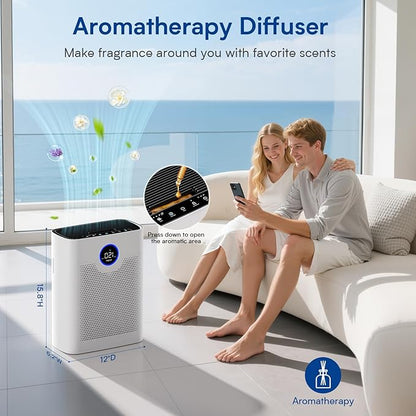 Air Purifiers for Home Large Room up to 3000 ft², VNIUP H14 True HEPA Air Purifier for Bedroom, PM 2.5 Display Air Quality Sensor Air Cleaner for for Whole Home Dorm Room Bedroom Office, ZQA-8000A