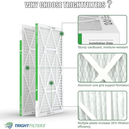 20x30x1 Air Filter 4 Pack, MERV 8 Pleated Dust Defense Air Filters Replacement Air Conditioner HVAC AC Furnace Filter, Durable and Lightweight