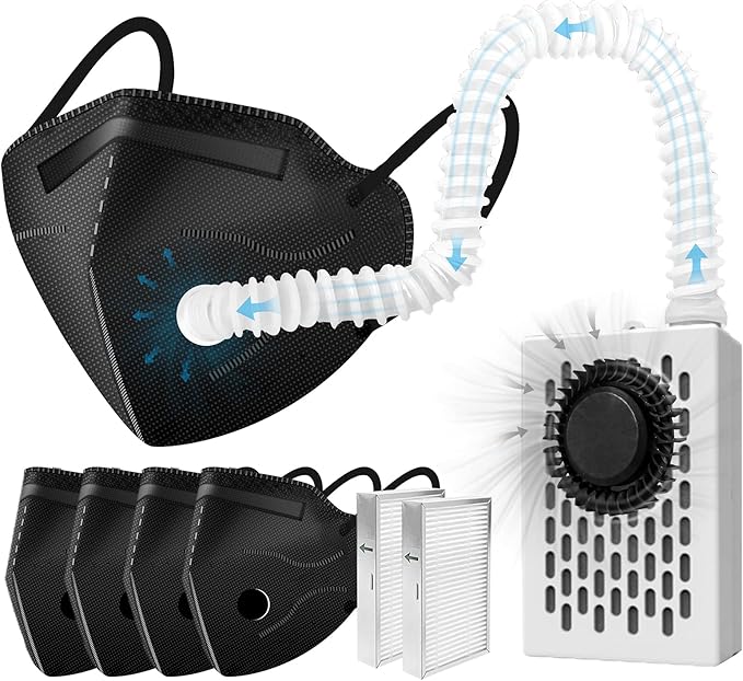 Electric Wearable Air Purifier Maskes,Air Supply,With HEPA Filter,for Dust Work,Painting, Machine Polishing, Welding