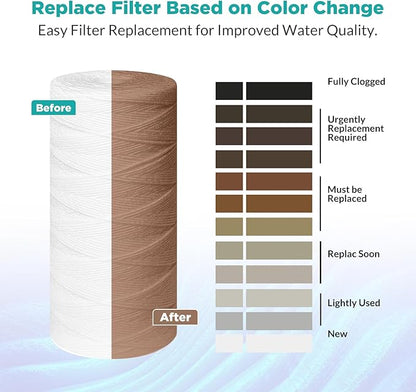 SimPure 10" x 4.5" String Wound Sediment Water Filter Cartridge for Well Water, 5 Micron Whole House Replacement Filter for Housing DB10P DB10C (20 Pack)