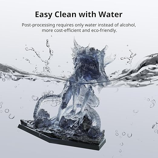 ANYCUBIC Water Washable 3D Printer Resin 2.0, 405nm High Precision 3D Resin, Low Shrinkage Photopolymer Resin for 4K/8K/12K Capable LCD DLP Resin 3D Printer (Smoky Black, 1000g)