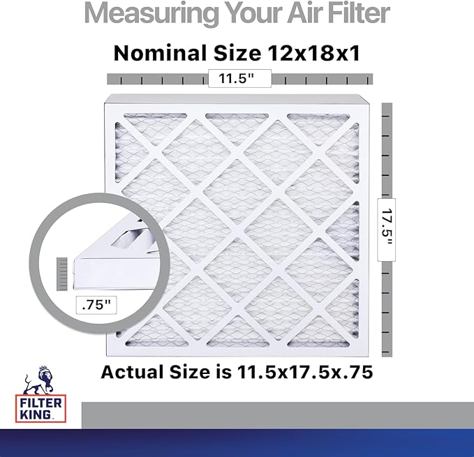 Filter King 12x18x1 Air Filter | 4-PACK | Carbon MERV 8 HVAC Pleated A/C Furnace Filters | MADE IN USA | Actual Size: 11.5 x 17.5 x .75"