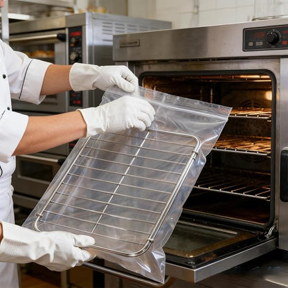 RackRescue - Professional Oven Grate Washing Bags | 10 Piece Large Capacity Degreasing Set with Reinforced Seams & -Resistant Film for Microwaves, Smokers, Kitchens and Barbecue