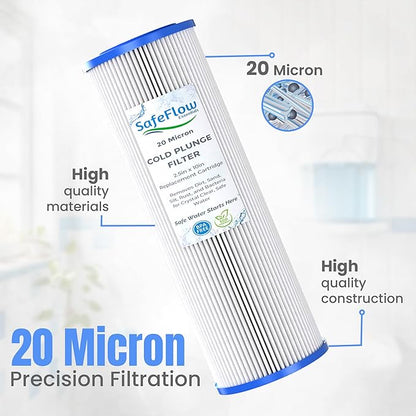 10in Ice Bath Chiller Filters 20 Micron 10" x 2.5" Water Filter Replacement Cartridge – Fits Ice Pod Cold Plunge Water Chiller, Cold Plunge Filters, Water Filter for Cold Plunge
