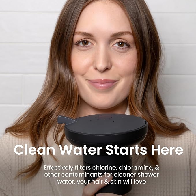 AquaTru Shower - High Pressure Shower Filter Removes Impurities from Hard Water to Support Healthy Skin, Scalp, Hair, Reduce Breakage, and Enhance Your Beauty and Self-Care Routine (Matte Black)