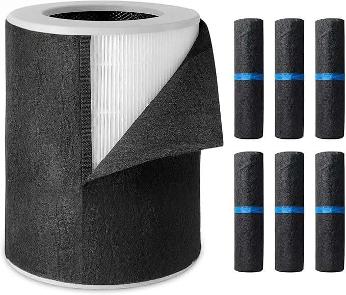 HEPA Air Purifier Pre Kit Filter, 6-Pack Carbon Pre-Filter up to 99.97% of Pet Hair, Oders, Smoke, Pollen, Dust, VOC, Kitchen, Wildfire/Smoke-Compatible with PJ11 Air Purifiers