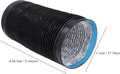 7in 6.56ft Dryer Vent Exhaust Duct Hose, Flexible Aluminum Air Ducting for HVAC Ventilation, Fan Filter and Grow Tent