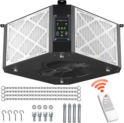 ABESTORM 360 Degree Intake Air Filtration System Woodworking 1350 CFM Hanging Air Filter with Strong Vortex Fan for Wood Workshop, Garage, Shop Dust Collectors, Up to 1700 sq. ft, DecDust 1350