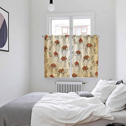 2 Panel Kitchen Cafe Curtains, Desert Sand Camel Sunlight Filtering Nature Air Through, Home Decor Window Covering Tier Curtains for Living Room 104W x 72L inch Summer Tropical Animals Vintage Beige
