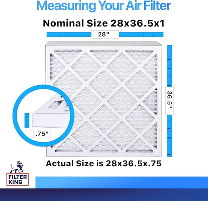 Filter King 28x36.5x1 Air Filter | 4-PACK | MERV 8 HVAC Pleated A/C Furnace Filters | MADE IN USA | Actual Size: 28 x 36.5 x .75"