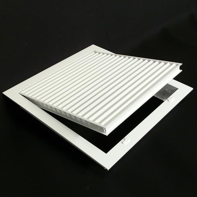 HVAC Premium 10" X 10" Aluminum Return Filter Grille for 1" Filter - Easy Airflow - Linear Bar Grilles [Outer Dimensions: 12.5"w X 12.5h"]
