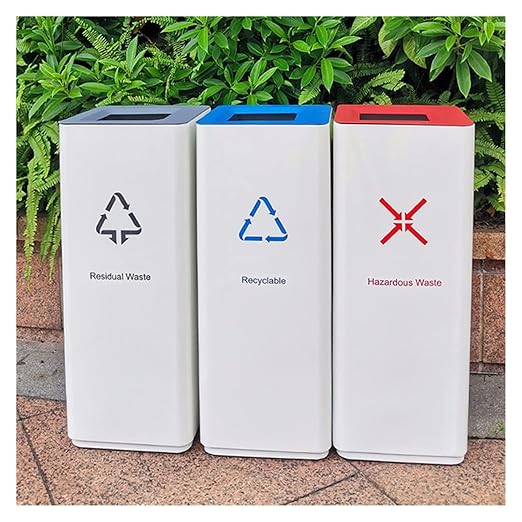GLigeT Outdoor Trash can White Combined Trash Can Large-Capacity Square Sorting Trash Can Outdoor Direct Throw Trash Can Without Cover, Anti-Fingerprint Technology 48L Trash Can (Size : F)