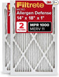 Filtrete 14x18x1 AC Furnace Air Filter, MERV 11, MPR 1000, Micro Allergen Defense, 3-Month Pleated 1-Inch Electrostatic Air Cleaning Filter, 2 Pack (Actual Size 13.81 x 17.81 x 0.81 in)