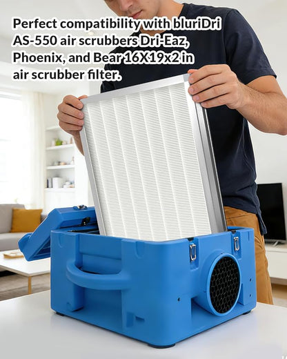 F301H HEPA Filter for Air Shield 550 HEPA Air Scrubber - Stage 2 550 Air Filter, H13, 16 x 19 x 2" Replacement Filter Compatible with bluedri, dri-eaz, phoenix & bear Air shield Models, 2Pack