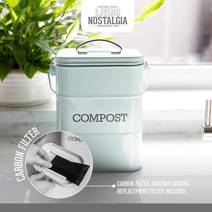 Kitchen Craft Living Nostalgia Vintage Blue Compost Bin LNCOMPBLU