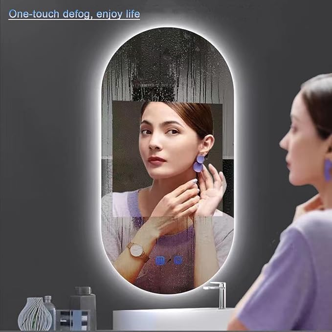 Bathroom Mirror with LED Lights，Bathroom Led Mirror ，Backlit Bathroom Mirror ，LED Mirror for Bathroom，Backlit Lighted Makeup Mirror，with Touch Sensor/Dimming/Demister pad(B,H90*W50cm/H35.4*W19.7IN)