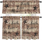 Kitchen Curtains Tiers and Valance Set of 3, Farmhouse Star Brown Light Filtering Window Curtain Set, Retro Branches Berry Wooden Grain Rod Pocket Curtain Drapes for Cafe, Living Room, 24 Inches Tiers