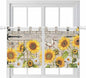 Farm Flowers Kitchen Curtains 36 Inch Length, Small Window Curtains Tab Top, Retro Sunflowers Barn Doors Butterfly Wood Board Light Filtering Short Window Treatments Tier Drapes 27.5"x36" 2 Panel
