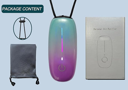 Portable Air Purifier, Vedawind Personal Air Purifier Necklace,Mini Size, High Gear Negative Ions Generator,Wearable for Travel, Airplane, Office, Outdoor, Home Rainbow