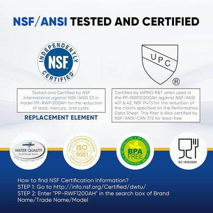 PUREPLUS 469690 NSF 401 & 473 & 53 & 42 Certified Replacement for LG LT700P Kenmore Elite 9690, ADQ36006102, ADQ36006101, LFXS30766S, LFX28968ST, LT120F Refrigerator Water and Air Filter Combo, 3Pack