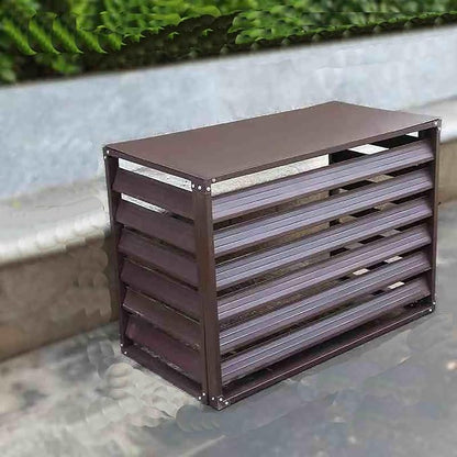 Outdoor Air Conditioner Cover Aluminum Decorative Fence Privacy Screen Protective Grilles for Heat Pumps Trash Can Enclosure Flower Stand Perfect for Concealing (Brown 110x60x80cm)