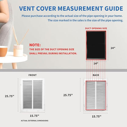 14 x 24 Return Air Grille [Duct Opening Size],Return Air Vent Cover for Wall Or Ceiling,Steel Return Air Filter Grilles Removable Face/Door for 1 Inch Filters (14"W x 24"H [Duct Opening])