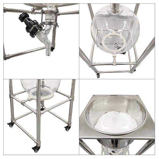 50L Glass Vacuum Filter, Lab Vacuum Suction Filter Device, Brinell Funnel/High Borosilicate Glass Flask, Negative Pressure Stainless Steel Vacuum Filter for Liquid Extraction, -0.098Mpa