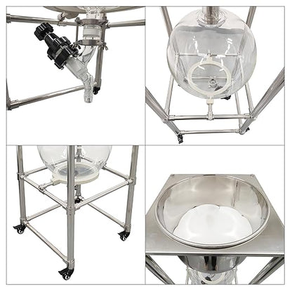 50L Glass Vacuum Filter, Lab Vacuum Suction Filter Device, Brinell Funnel/High Borosilicate Glass Flask, Negative Pressure Stainless Steel Vacuum Filter for Liquid Extraction, -0.098Mpa
