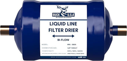 Buck Bi-Flow Refrigerant Liquid Line Filter Drier 3/8" ODF Sweat BFK-083S - Compatible with CFC, HCFC, HFC - Ideal for Heat Pump & Straight Cool Air Conditioners (1-5 Tons)