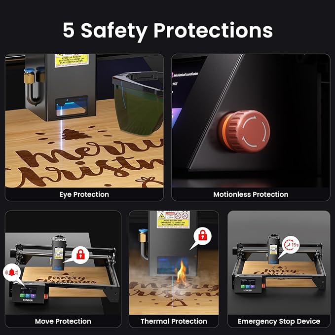 Longer RAY5 20W Laser Engraver with Air Pump and Y-Axis Extension Kit, Expand Working Area to 33.46" x 15.75", 3.5” Color Touch Screen, App Offline Control, DIY Engraver Tool for Metal/Glass/Wood