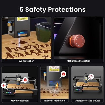 Longer RAY5 20W Laser Engraver with Air Pump and Y-Axis Extension Kit, Expand Working Area to 33.46" x 15.75", 3.5” Color Touch Screen, App Offline Control, DIY Engraver Tool for Metal/Glass/Wood