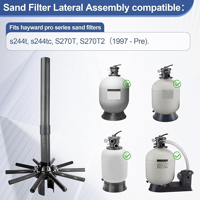 SX244DA Lateral Assembly with Center Pipe for Hayward Pro Series Sand Filters S244T, Pool Filter Lateral Compatible with Hayward Sand Filter Models S244TC, S270T, S270T2