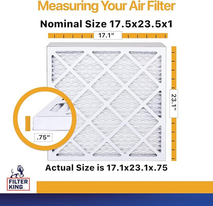 Filter King 17.5x23.5x1 Air Filter | 6-PACK | MERV 13 HVAC Pleated A/C Furnace Filters | MADE IN USA | Actual Size: 17.1 x 23.1 x .75"