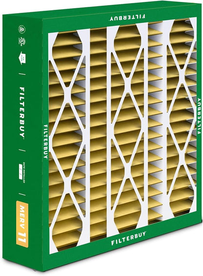 Filterbuy 20x25.25x3.5 Air Filter MERV 11 Superior Pet & Allergy Defense (2-Pack), Pleated HVAC AC Furnace Filters for AprilAire Space-Gard 102 & 2120 (Actual Size: 19.94 x 25.38 x 3.75)