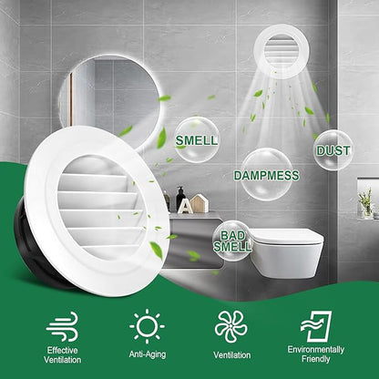 Soffit Vents 6 Inch, Round Exhaust Air Vent Cover with Built-in Fly Screen for Bathroom Kithchen Office Home, White 4P