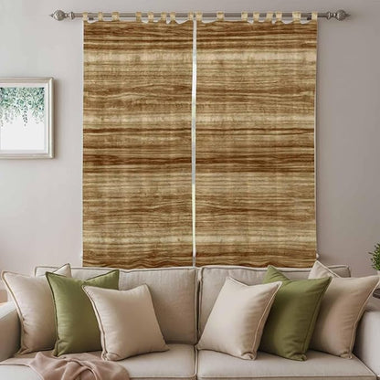 Vintage Western Living Room Curtains 96 Inch Length, Window Curtains Tab Top, Rustic Farmhouse Wooden Grain Barn Door Light Filtering Window Treatments Drapes 52"x96" 2 Panel
