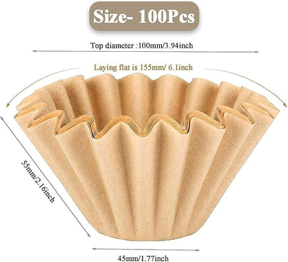1-2 Cup Brown Coffee Filters, 100 Count Unbleached Basket Coffee Filter Paper for Miniature Mr Coffee, Small Coffee Maker, Single Serve Coffee Pot, Pour Over Coffee Kit