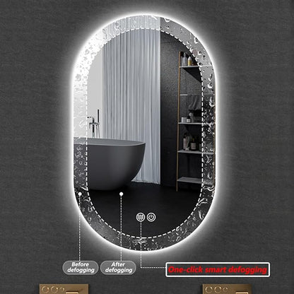 Irregular Bathroom Mirror with 3 Colour LED Light, Wall Mounted Makeup Mirror with Touch Switch and Demister Pad, Energy-Saving LED Smart Mirrors, Dimmable(A,23.6 * 39.4in/60 * 100cm)