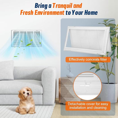Fancat Return Air Filter Grille for 24x12 Ducts, Steel Air Vent Cover with Removable Door for 1" Filters | Fits Sidewall & Ceiling | Outer Size: 26 5/8" W x 14 5/8" H
