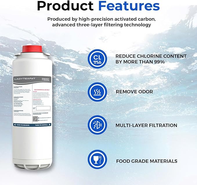 Water Filter Replacement Compatible With Elkay 51600C EWF6000 Bottle Filling Stations, 6000 Gallons/12 Months (No Chip - 3 Pack)
