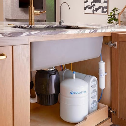 Aquasana SmartFlow® Reverse Osmosis Water Filter | RO Under Sink System | WQA Certified up to 99.99% of 90 contaminants Including Fluoride, PFAS, Arsenic, Lead, and Chlorine | Brushed Nickel Faucet